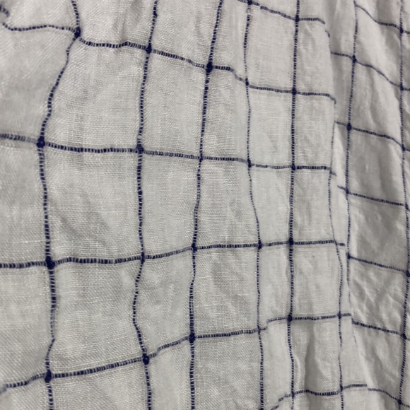 TAHARI | Women’s White Split Neck Linen Popover Windowpane Blouse Top size Small - Picture 5 of 11